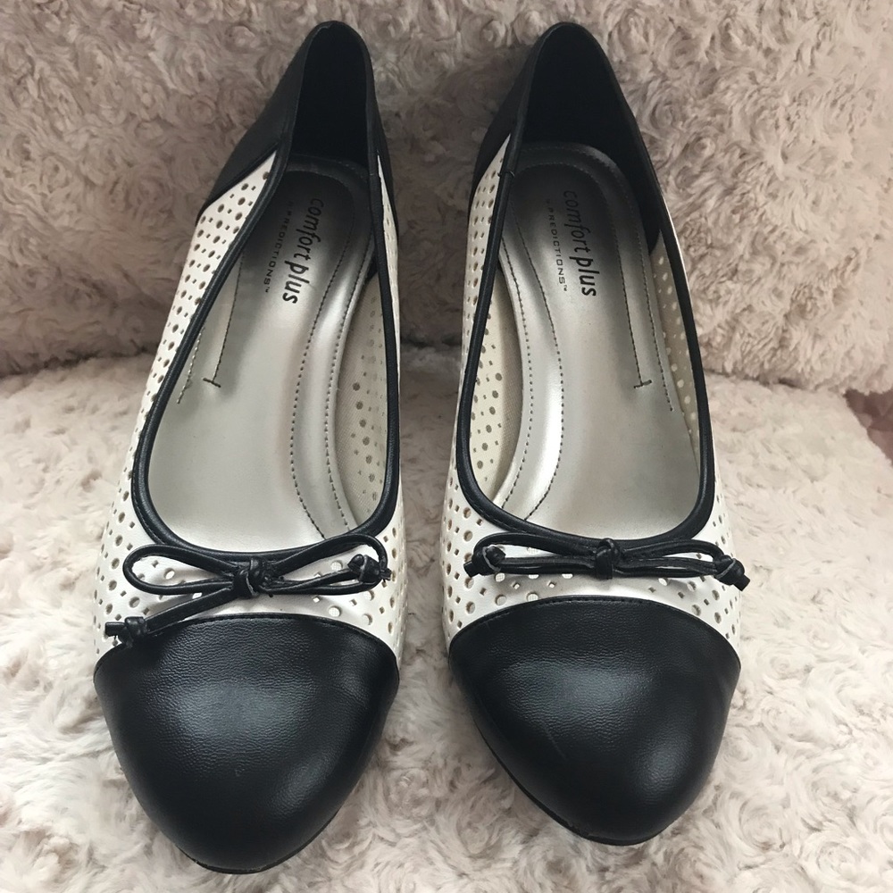 Black and white heels